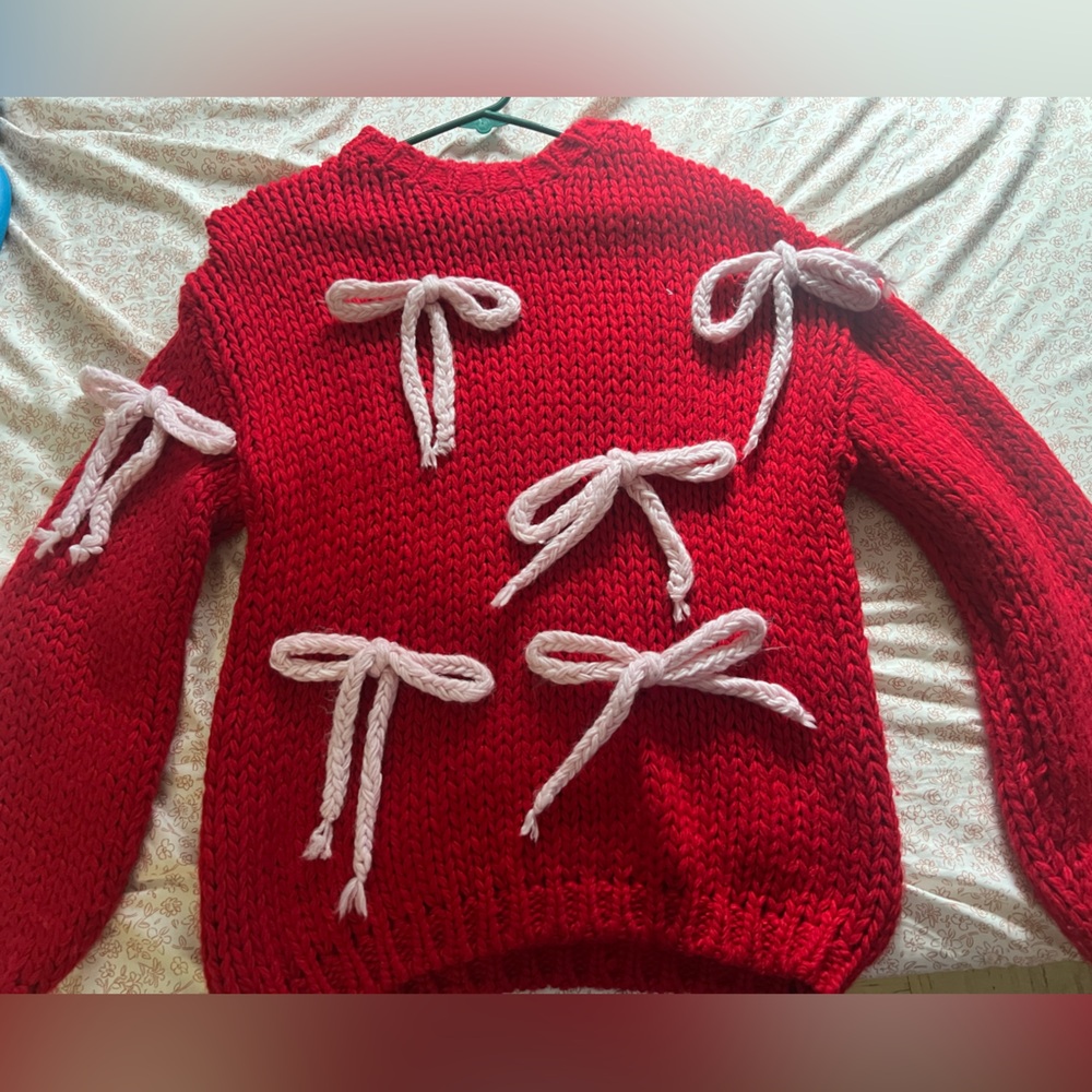 Red Sweater with Pink Accents